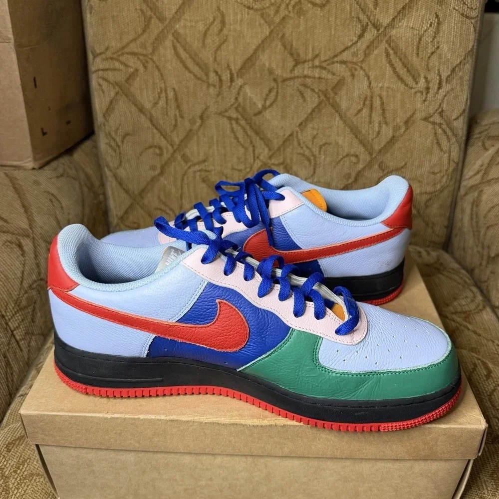 Nike Men's 14 Air Force 1 Low Blue Green Nike By You Custom Shoes DV3892-900